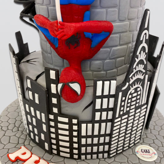 spiderman with nys skyline cake
