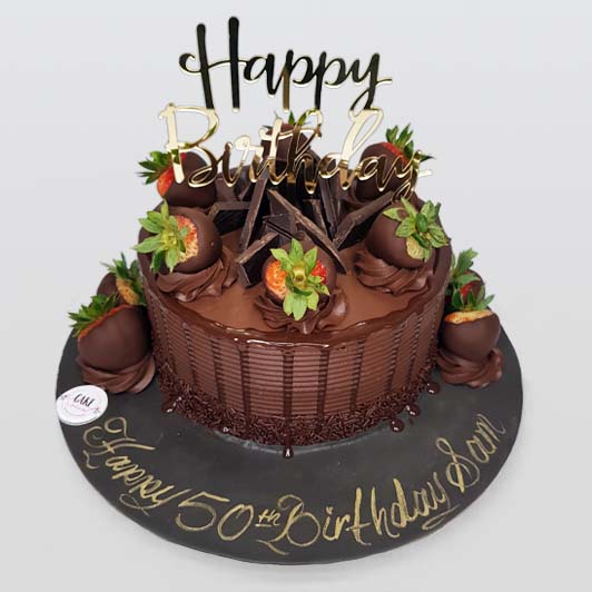 Chocolate strawberry birthday cake