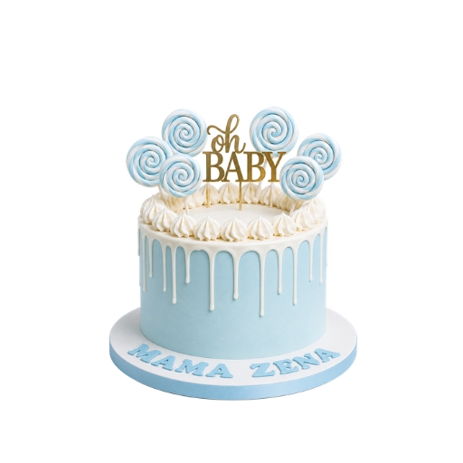 Oh Baby Blue and White Cake