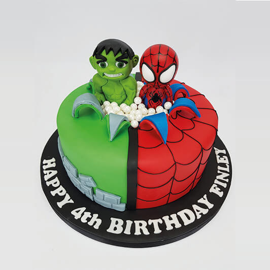 Spiderman + Hulk Cake