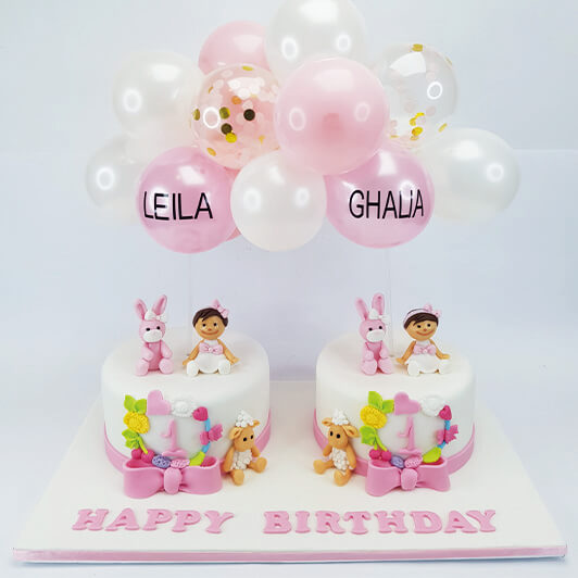 1st year Birthday Cake for Twin Boy & Girl - 1.5Kg, Lakwimana