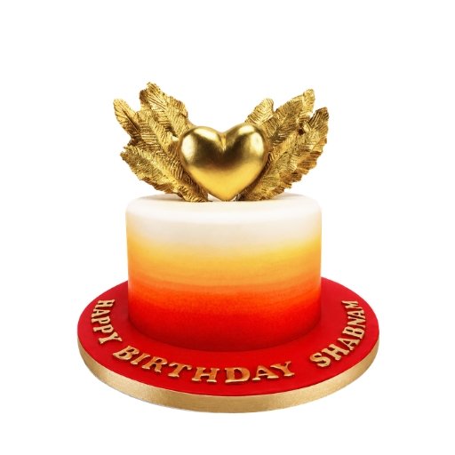 Golden Winged Heart Sunset Cake