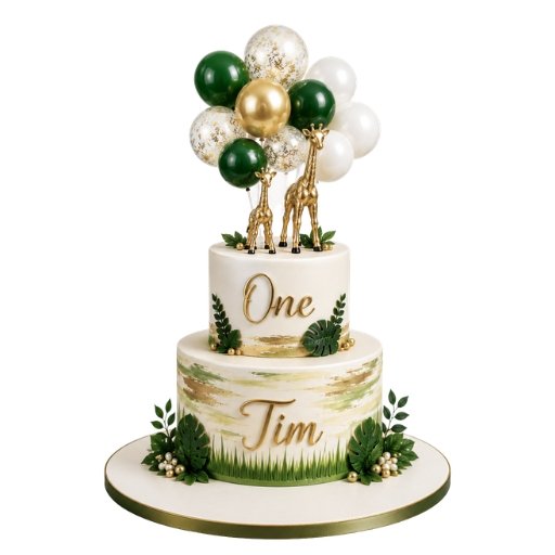 Golden Giraffe Balloons Cake