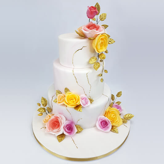 Pink Texture Floral Cake