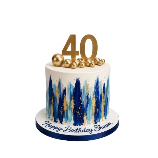 Gold and Blue Painted Cake