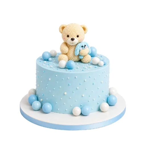 Blue Baby shower Bear cake