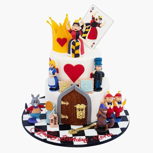 2 Tier Alice in Wonderland Cake
