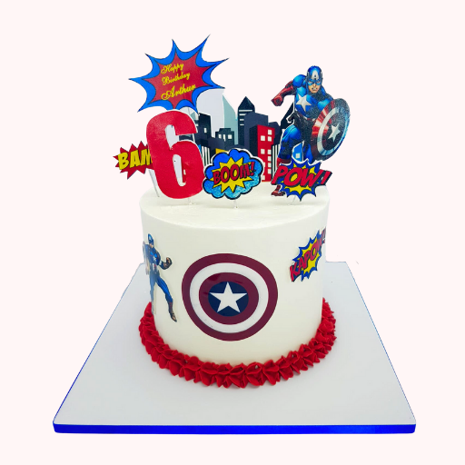 Bánh gato sinh nhật hình khiên đội trưởng mỹ captain america
