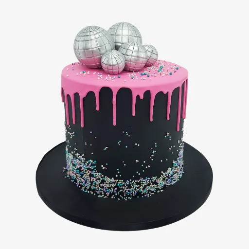 Pink and Black Disco Cake