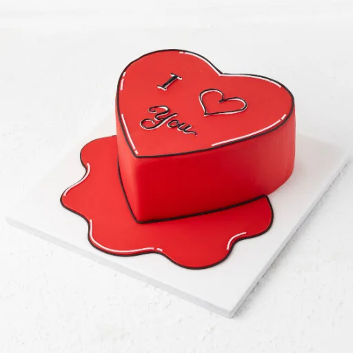 Red Heart Comic Cake