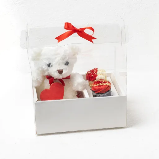 Valentine's Teddy Bear with Cupcakes