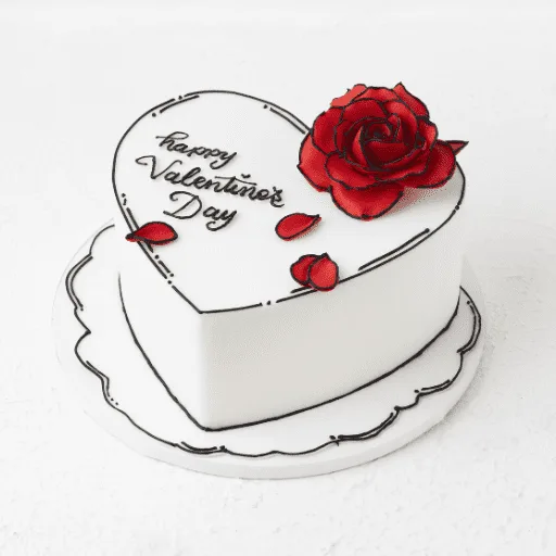 White Heart Comic Cake