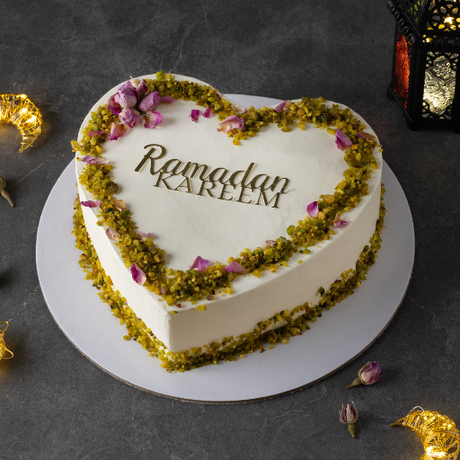 Ramadan Pistachio Heart Shaped Cake
