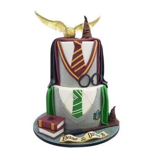Gryffindor and Slytherin uniform cake