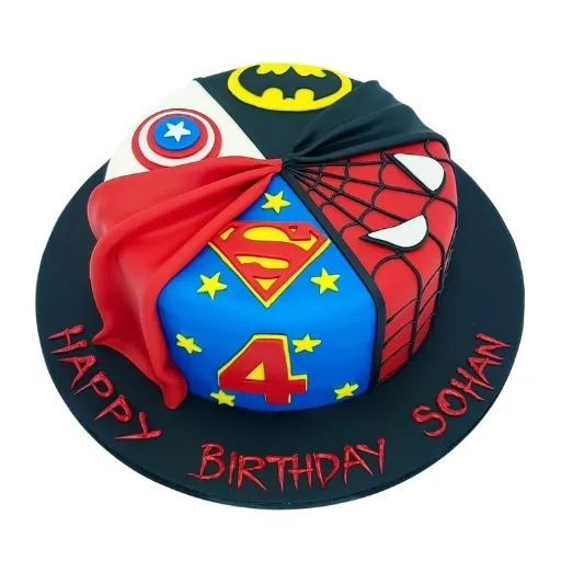 Round Avengers Superhero Cake