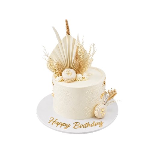 Boho Chic White and Gold Cake