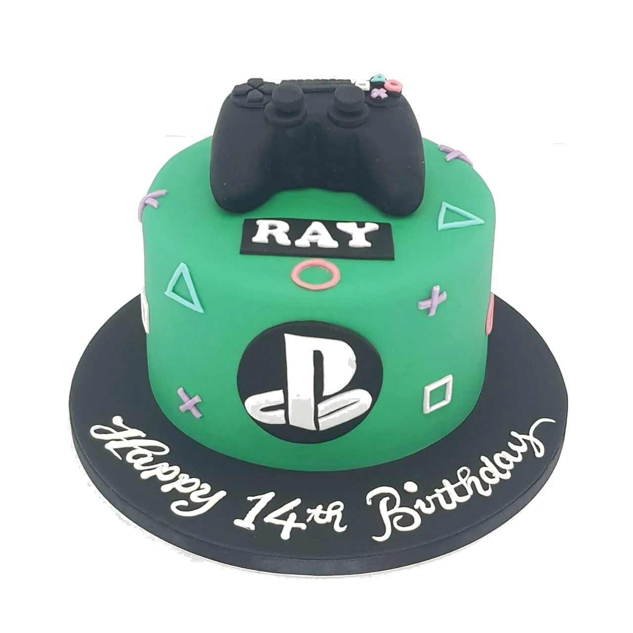 Green playstation controller cake