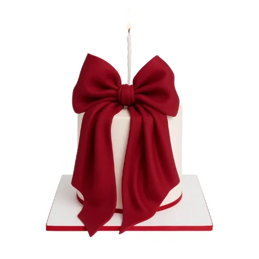 Red Bow Elegance Cake