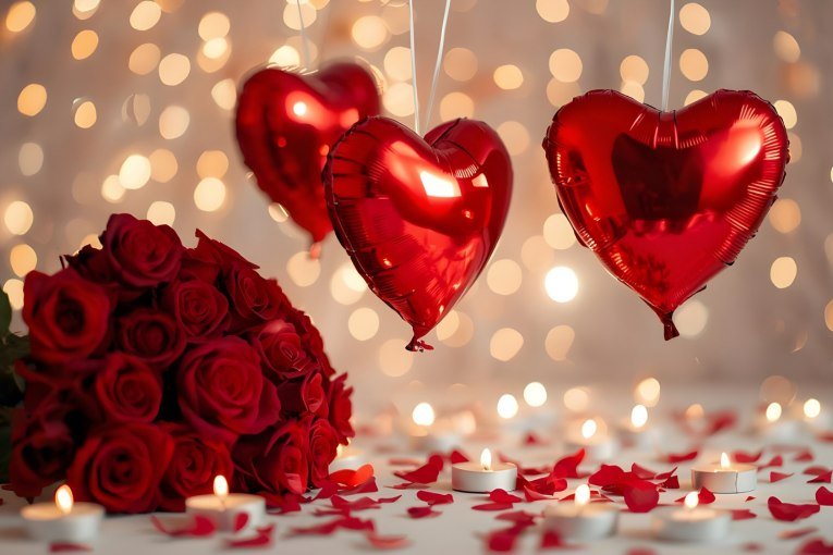 valentines balloons and cakes