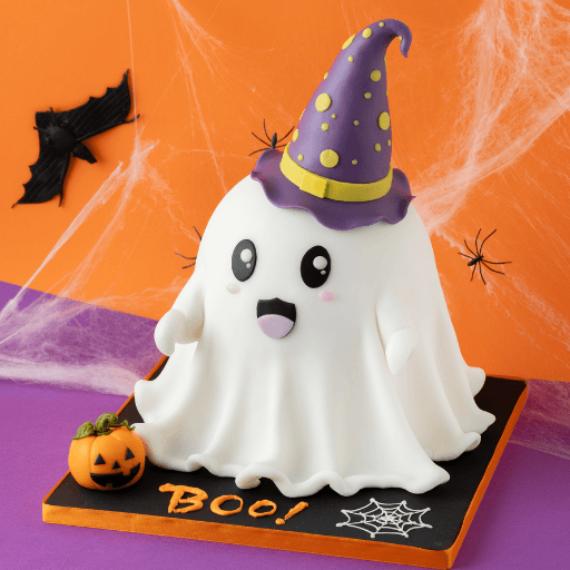 Little Boo Halloween cake Dubai — premium custom ghost themed celebration cake UAE